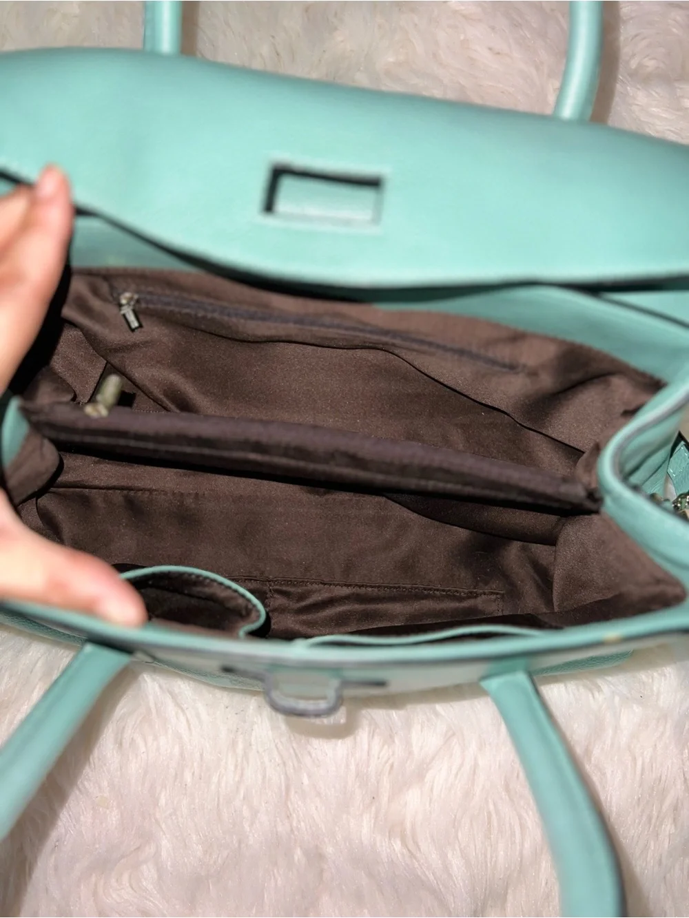 Jack&Chris Style Leather Satchel/Tote Bag - Sage Mint Green
